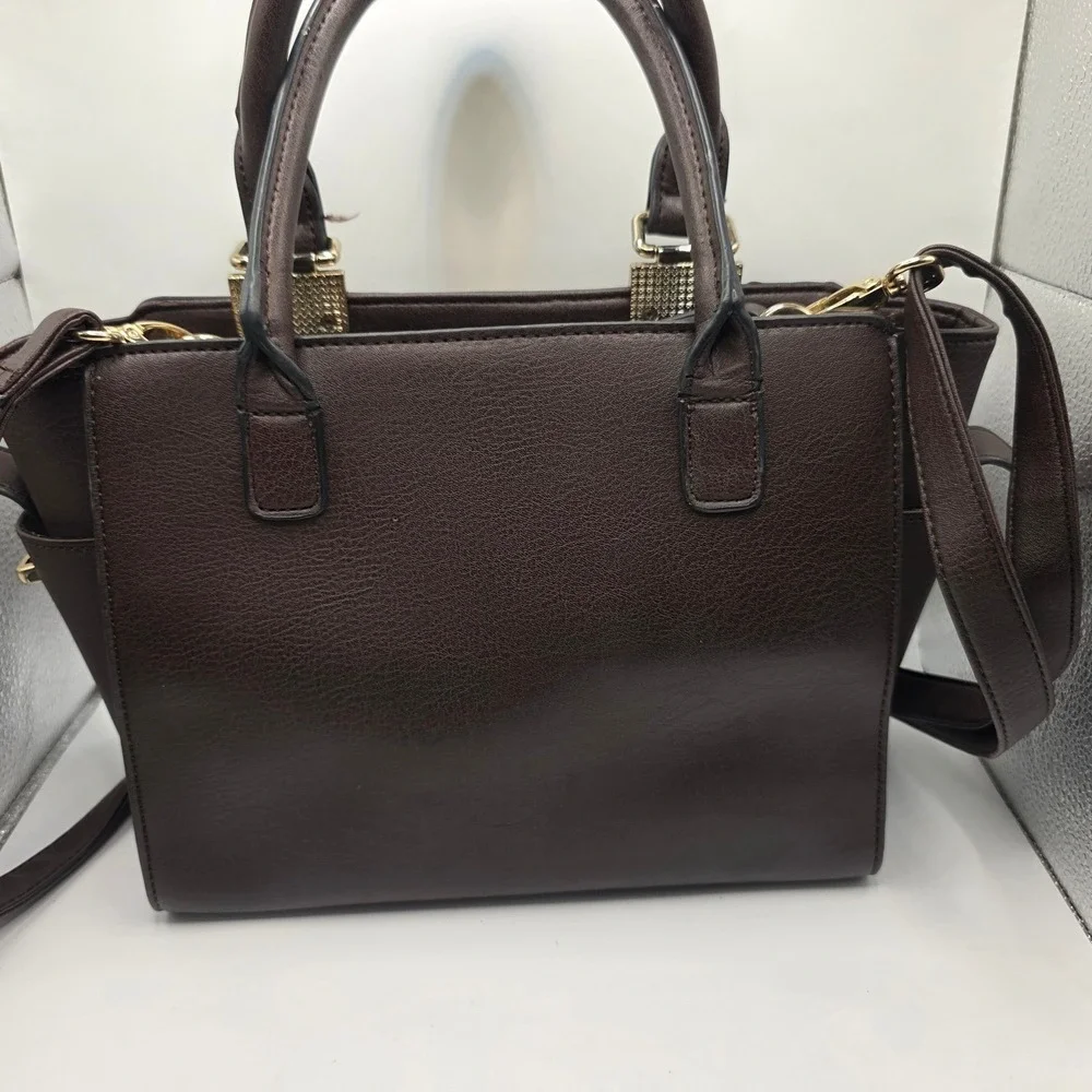 Big Buddha Womens Brown Faux Leather Satchel Crossbody Bag‎ WBH-363